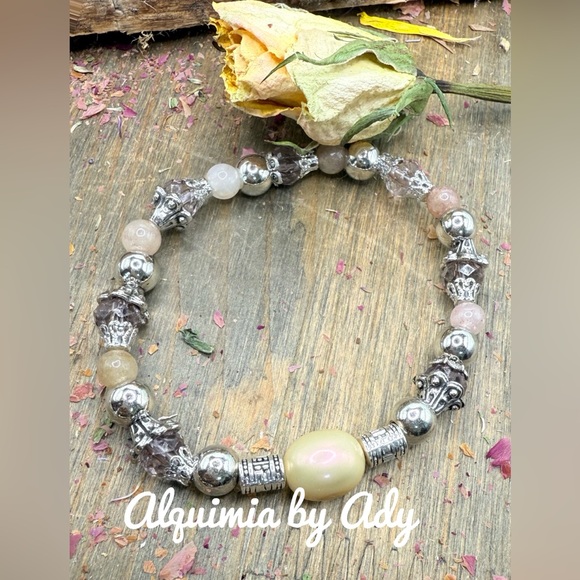 Strawberry Quartz silver statement bracelet - Picture 1 of 6